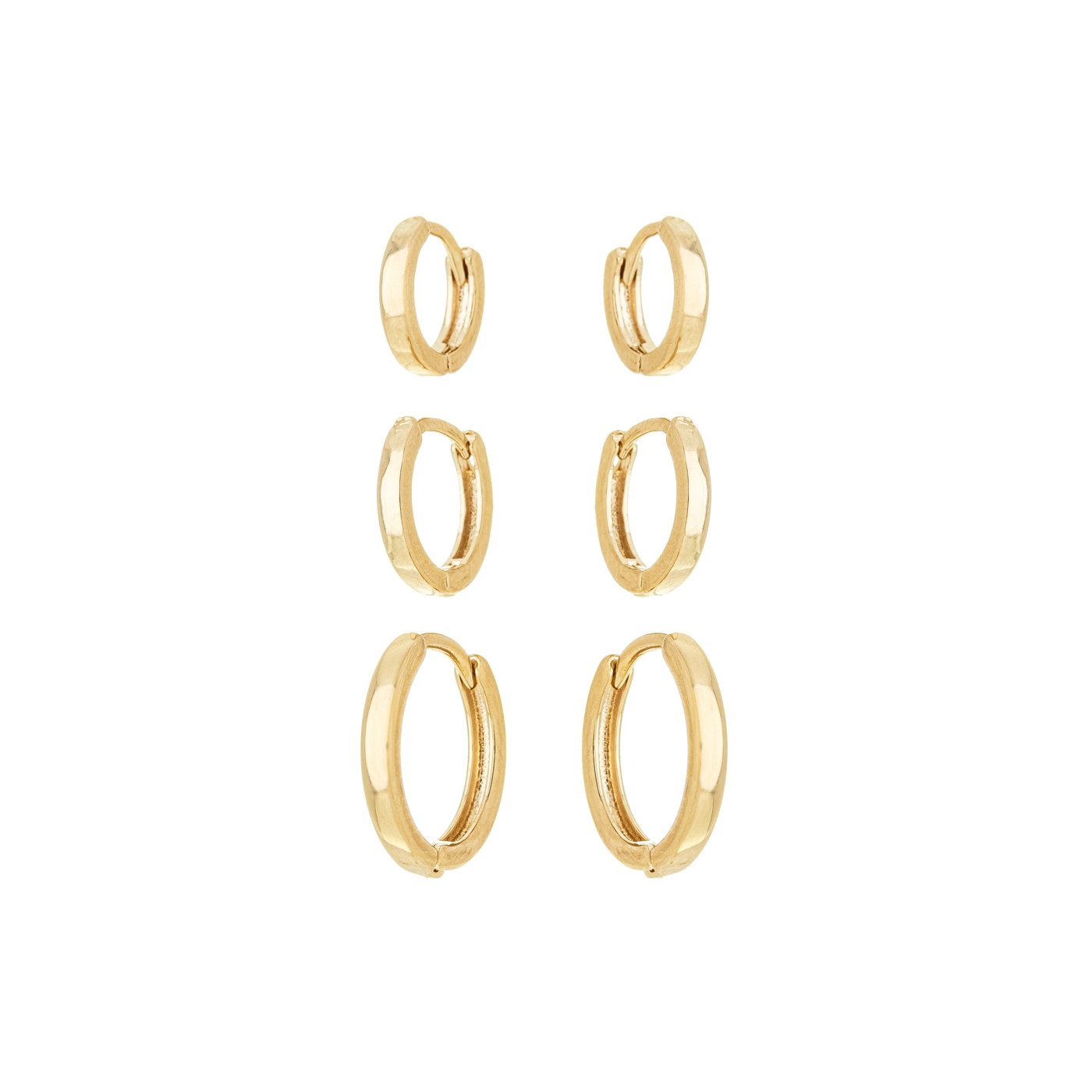Trio de argolas articuladas banhado a ouro 18k - Biju & Cia.