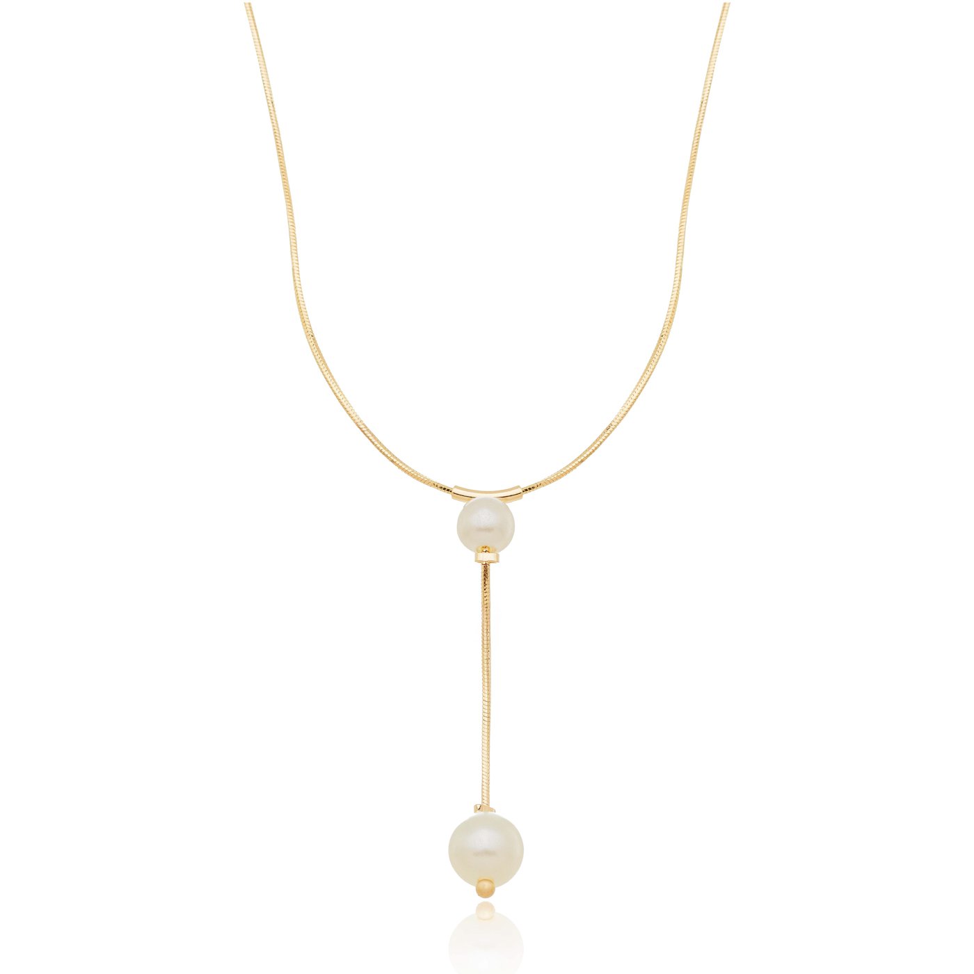 Colar gravata com pérola banhado a ouro 18k - Biju & Cia.