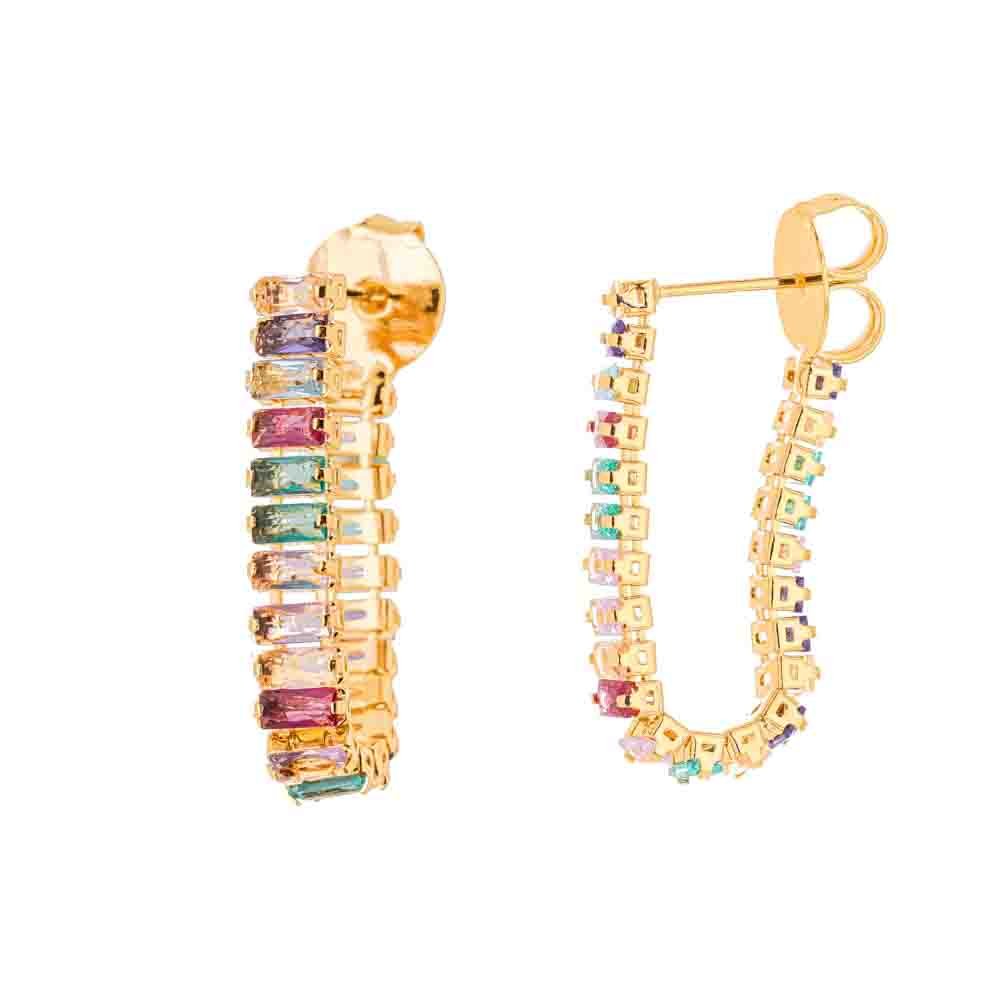 Brinco com pedras banhado a ouro 18k - Biju & Cia.