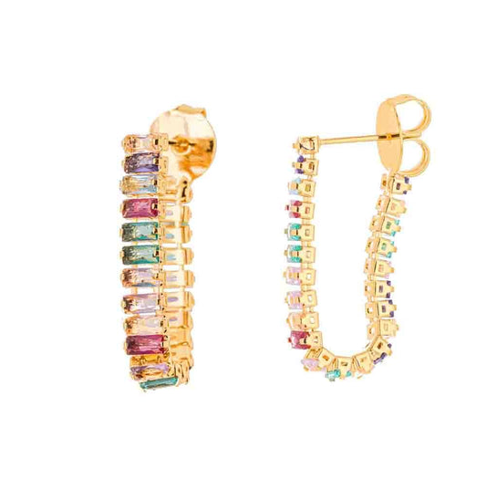 Brinco com pedras banhado a ouro 18k - Biju & Cia.