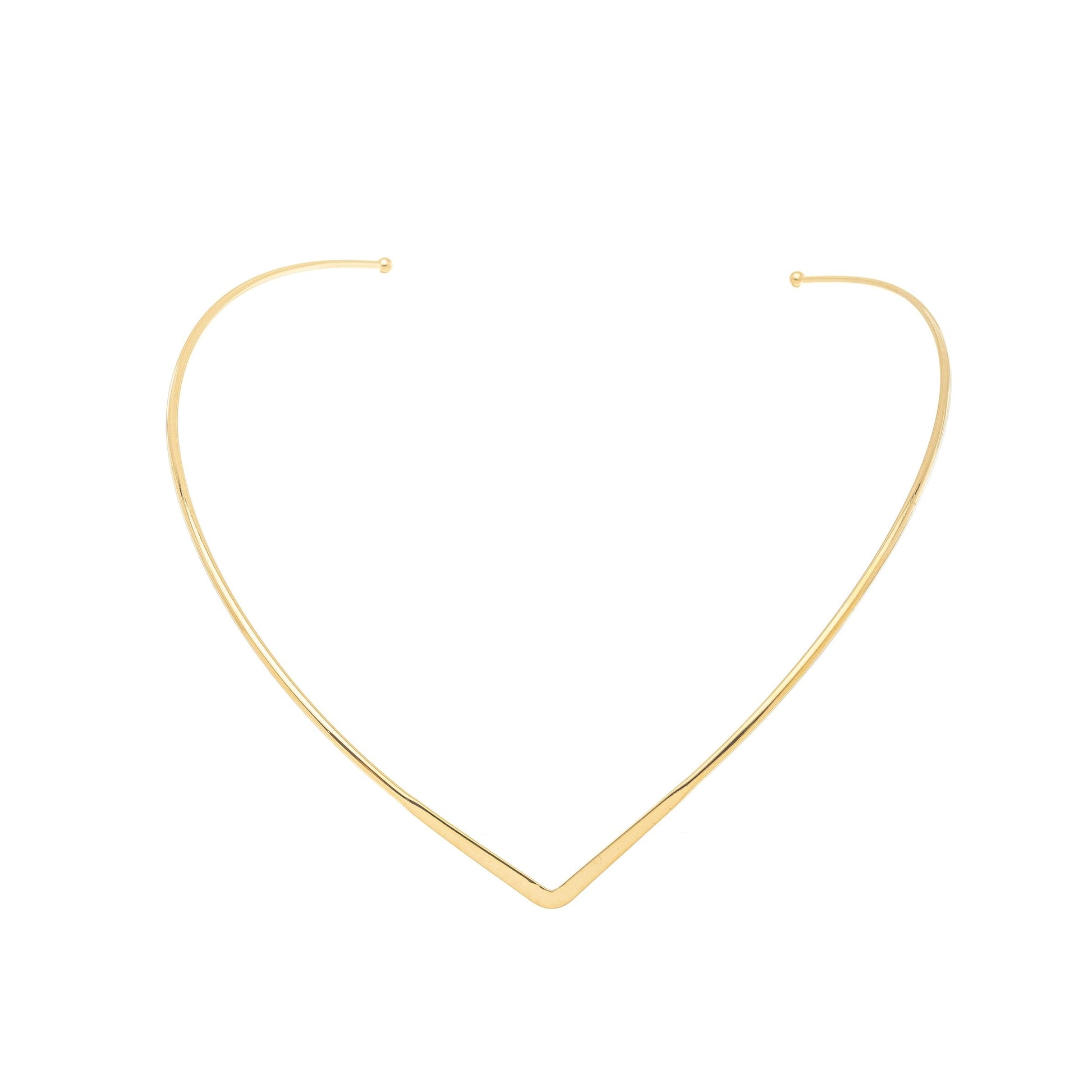 Choker de aro em formato de 'V' banhada a ouro 18k - Biju & Cia.