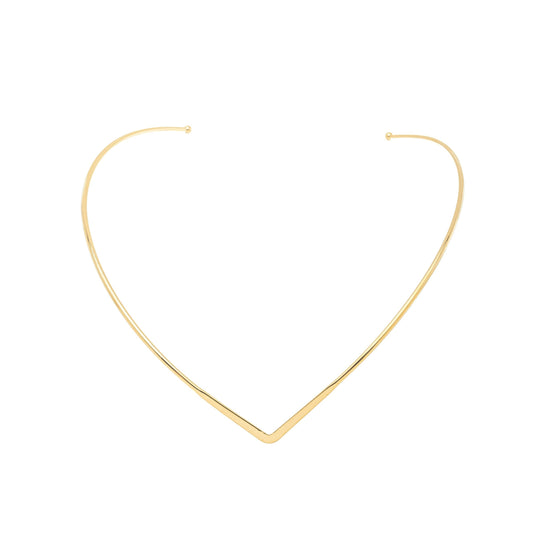 Choker de aro em formato de 'V' banhada a ouro 18k - Biju & Cia.