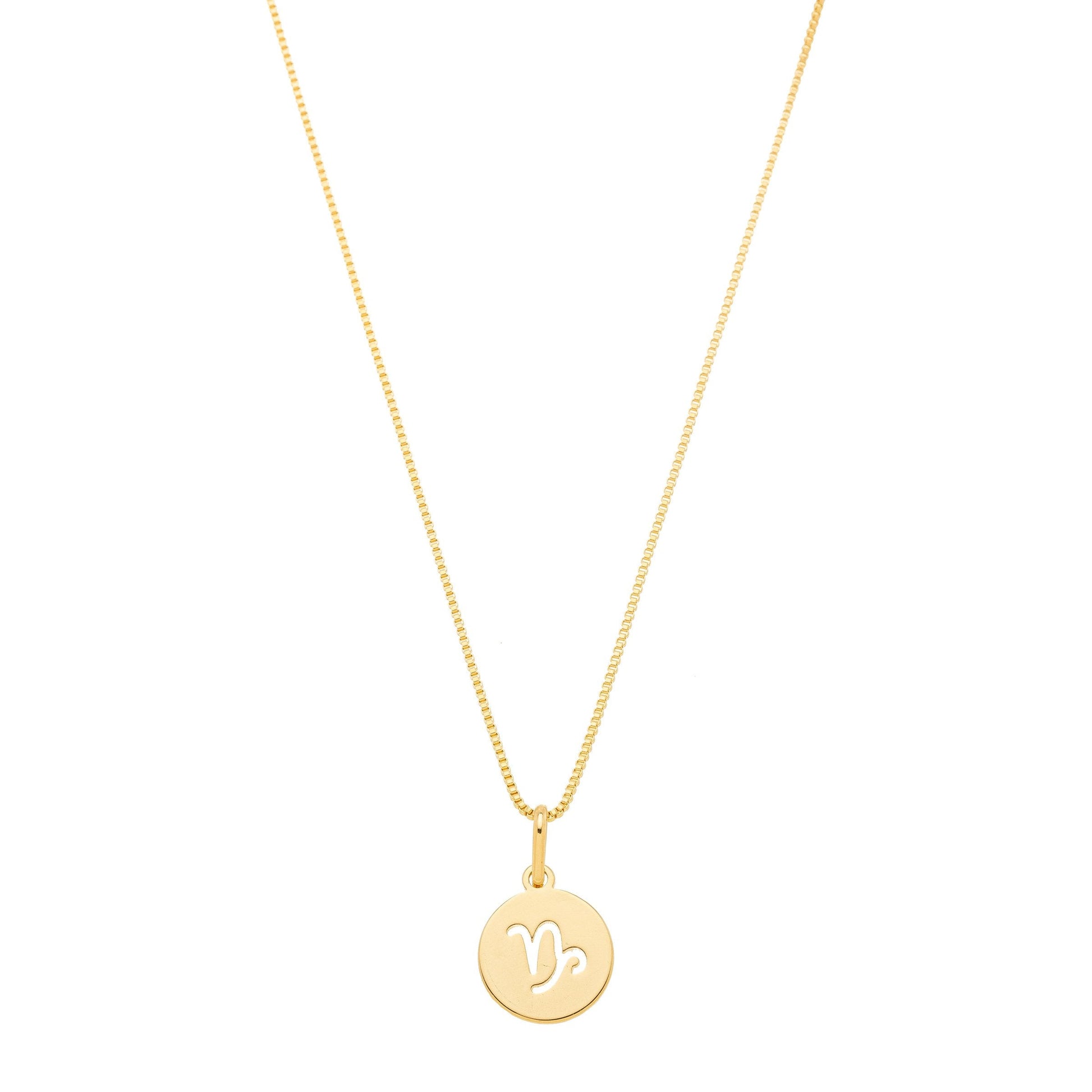 Gargantilha com pingente redondo de signos banhada a ouro 18k - Biju & Cia.