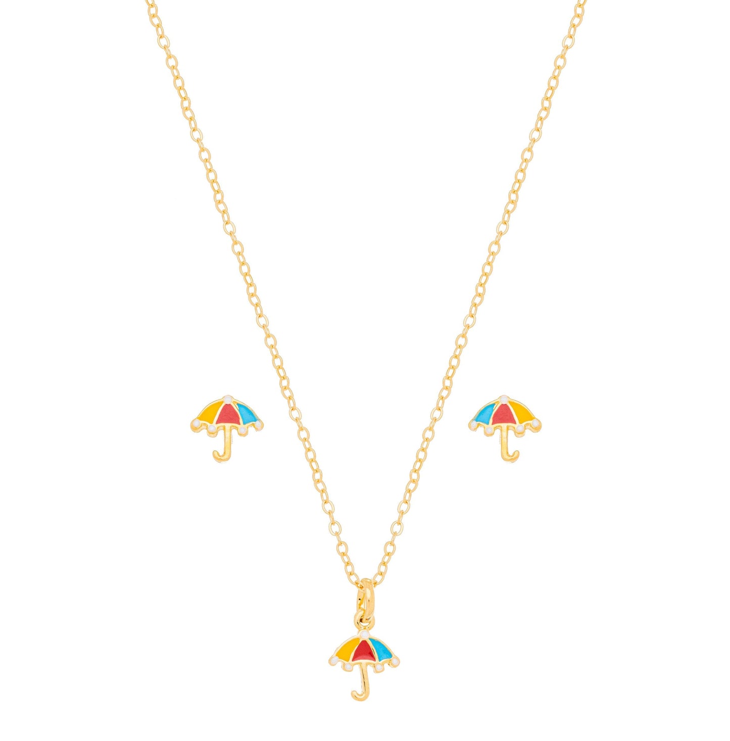 Conjunto guarda chuva resina banhado a ouro 18k - Biju & Cia.