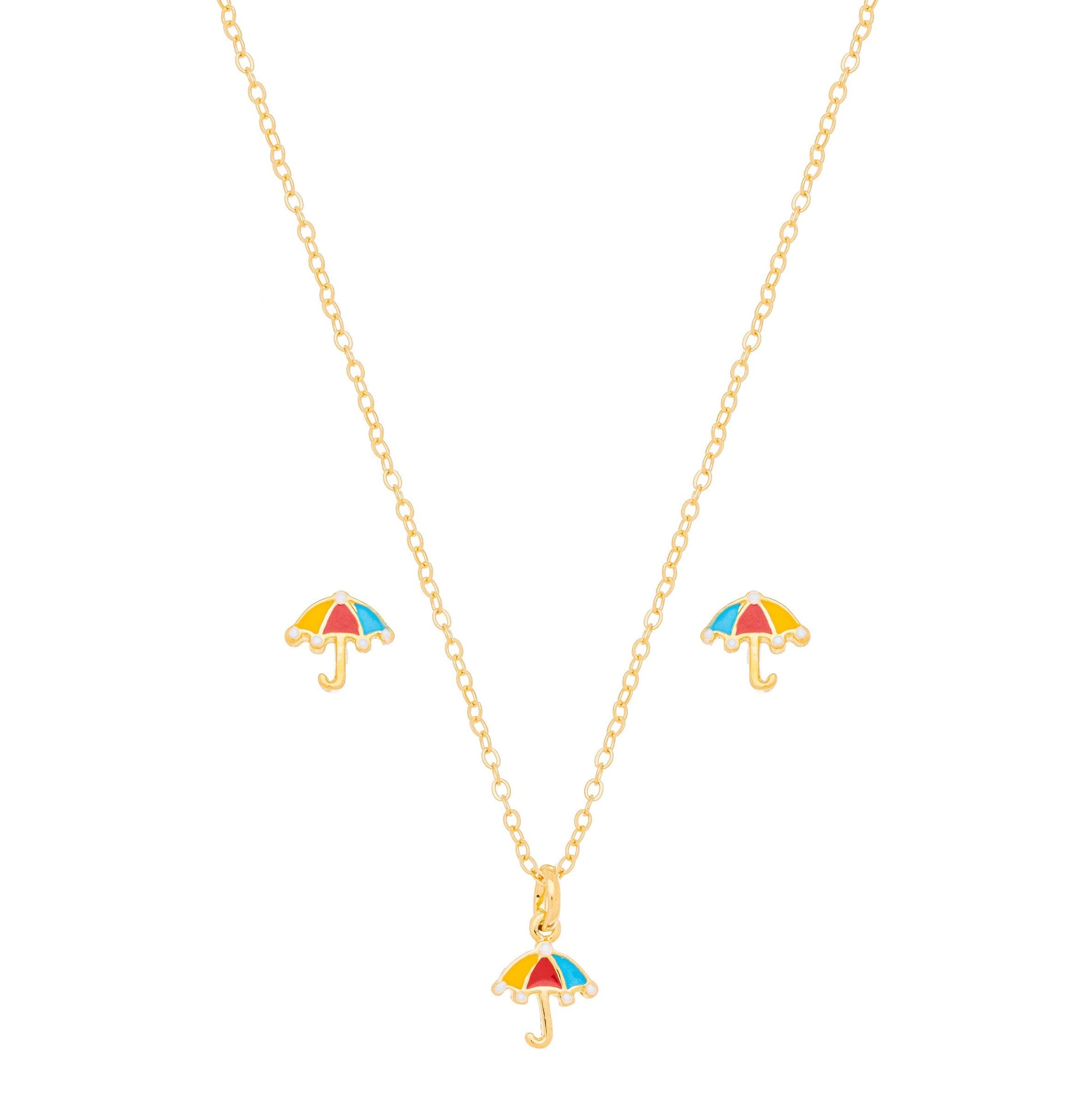 Conjunto guarda chuva resina banhado a ouro 18k - Biju & Cia.