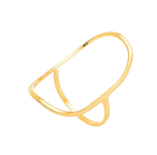 Anel liso oval banhado a ouro 18k - Biju & Cia.
