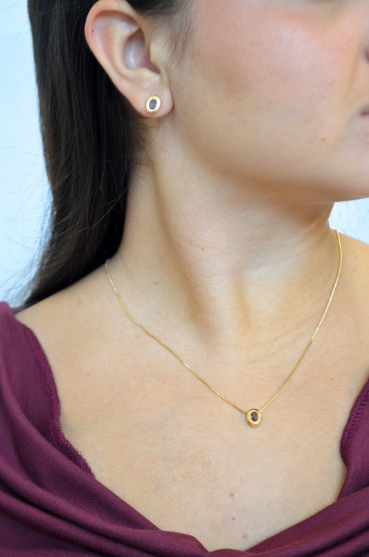 Conjunto ponto de luz de zircônia banhado a ouro 18k - Biju & Cia.