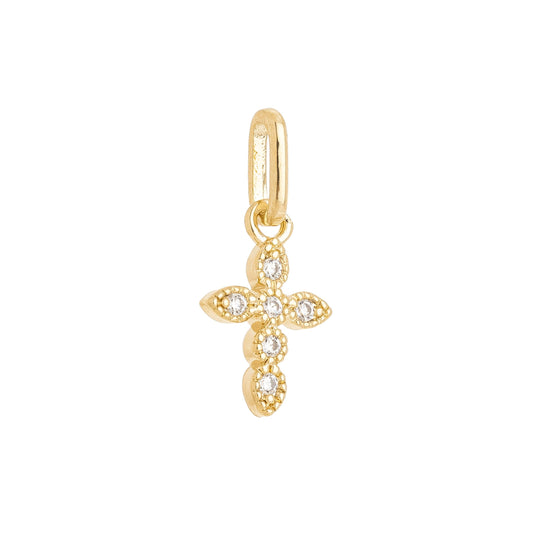 Pingente cruz com zircônias banhado a ouro 18k - Biju & Cia.