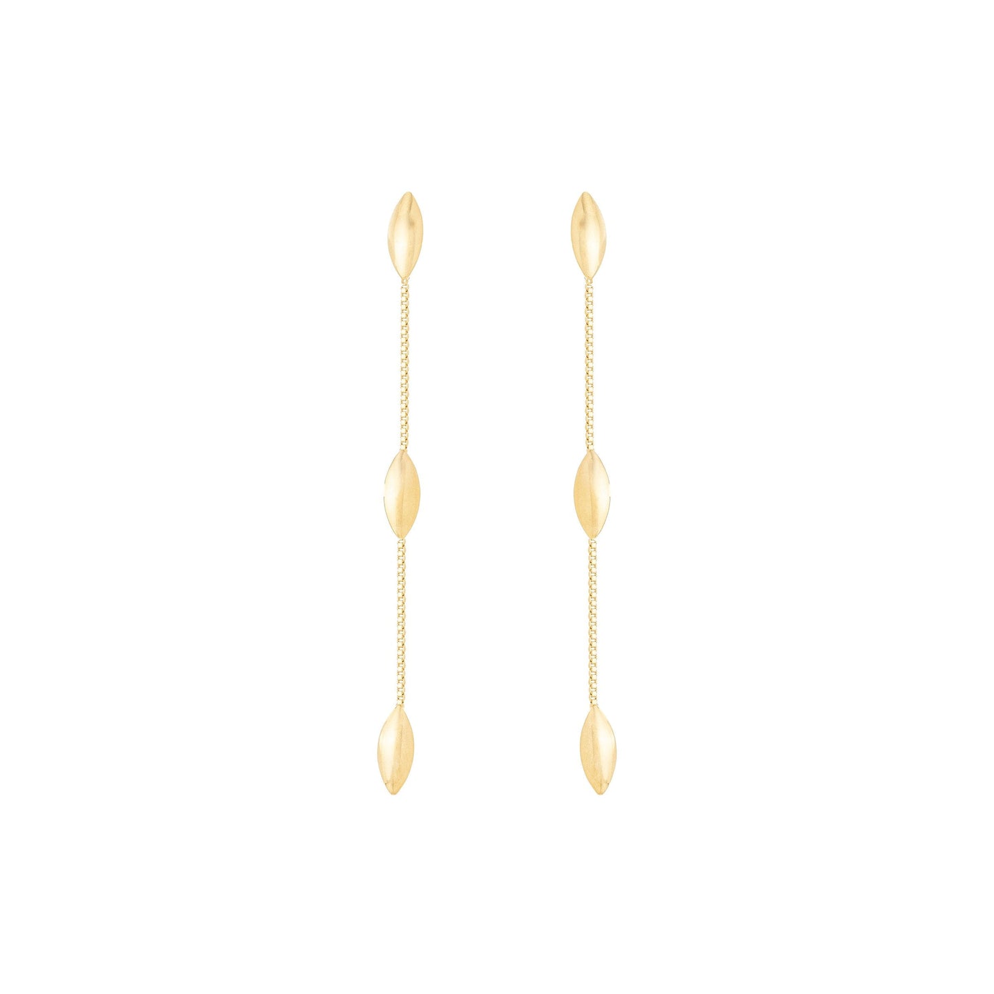 Brinco de corrente com navetes banhado a ouro 18k - Biju & Cia.