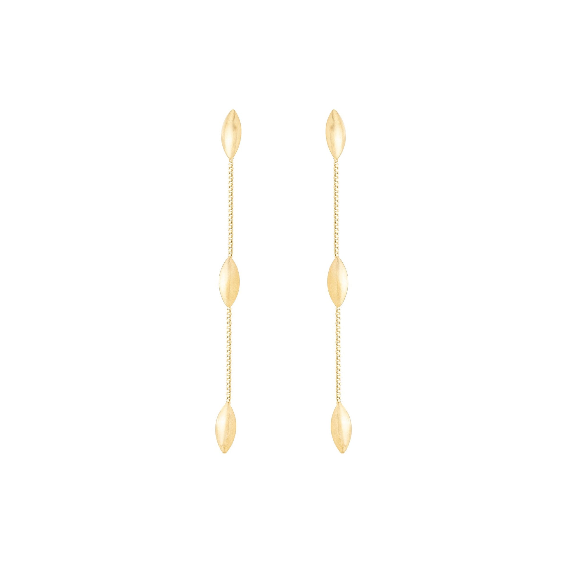 Brinco de corrente com navetes banhado a ouro 18k - Biju & Cia.