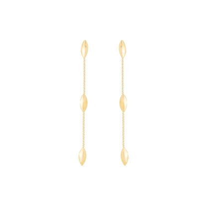 Brinco de corrente com navetes banhado a ouro 18k - Biju & Cia.