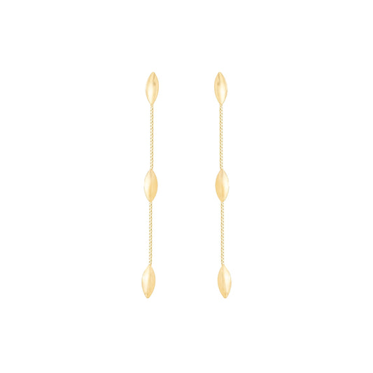 Brinco de corrente com navetes banhado a ouro 18k - Biju & Cia.