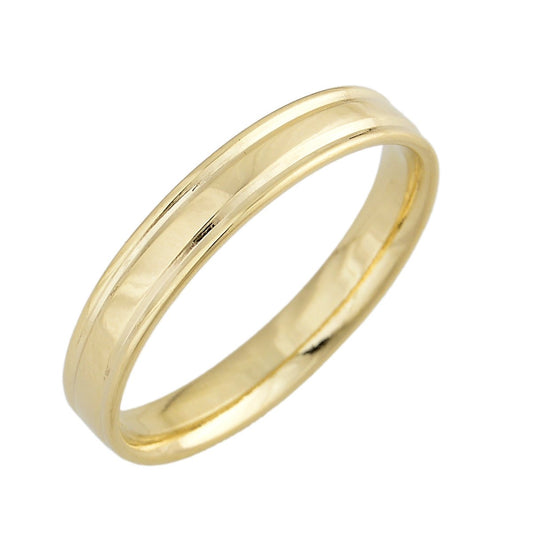 Aliança com detalhes de dois riscos banhado a ouro 18k - Biju & Cia.
