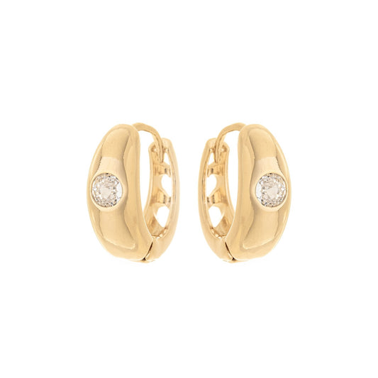 Argola articulada com zircônia banhada a ouro 18k - Biju & Cia.