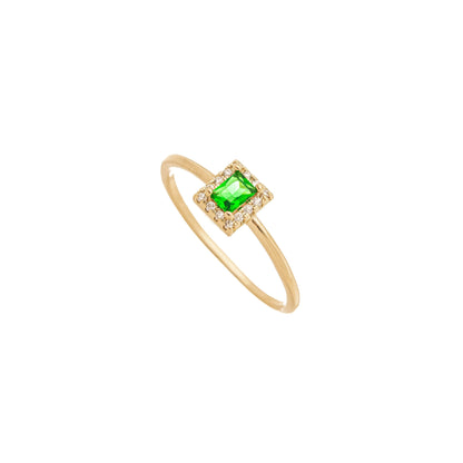 Anel quadrado com pedras banhado a ouro 18k - Biju & Cia.