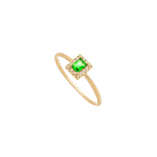 Anel quadrado com pedras banhado a ouro 18k - Biju & Cia.