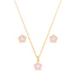 Conjunto de flor com resina colorida banhado a ouro 18k - Biju & Cia.