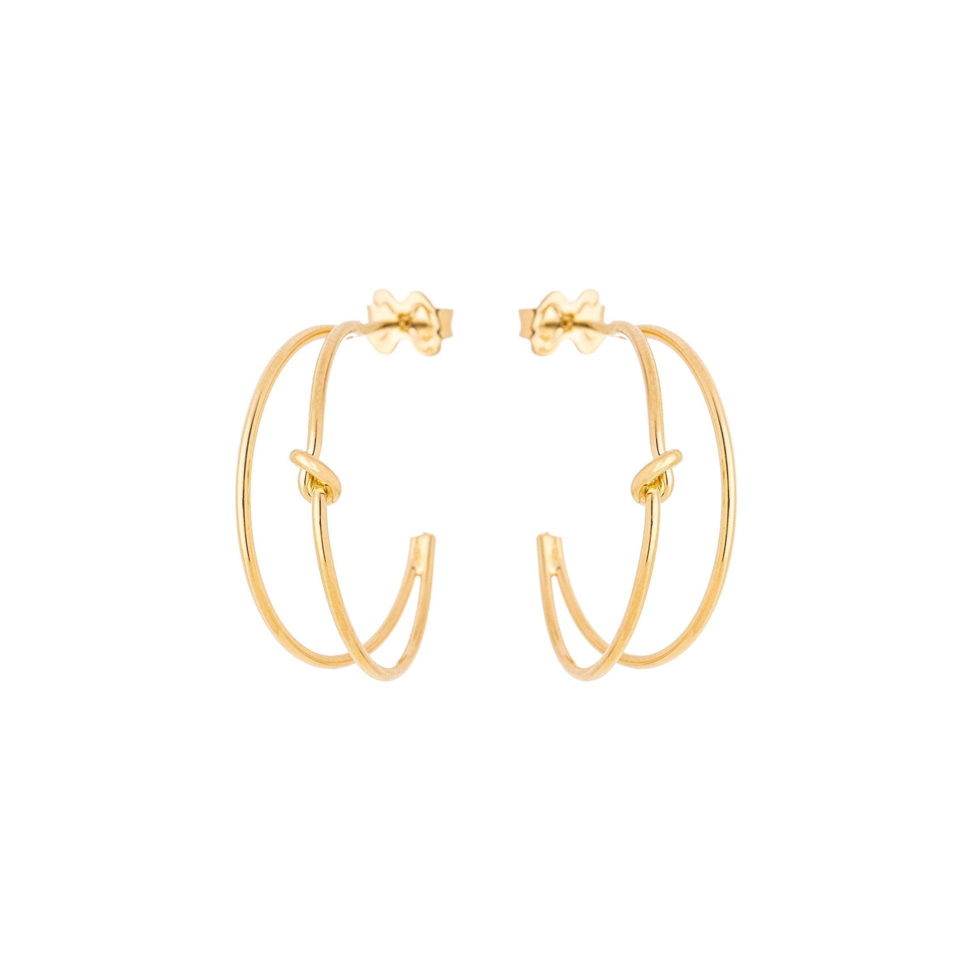 Argola dupla com nó banhada a ouro 18k - Biju & Cia.