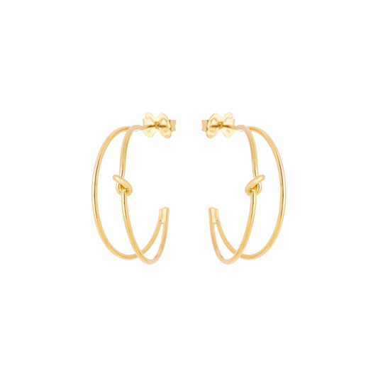 Argola dupla com nó banhada a ouro 18k - Biju & Cia.