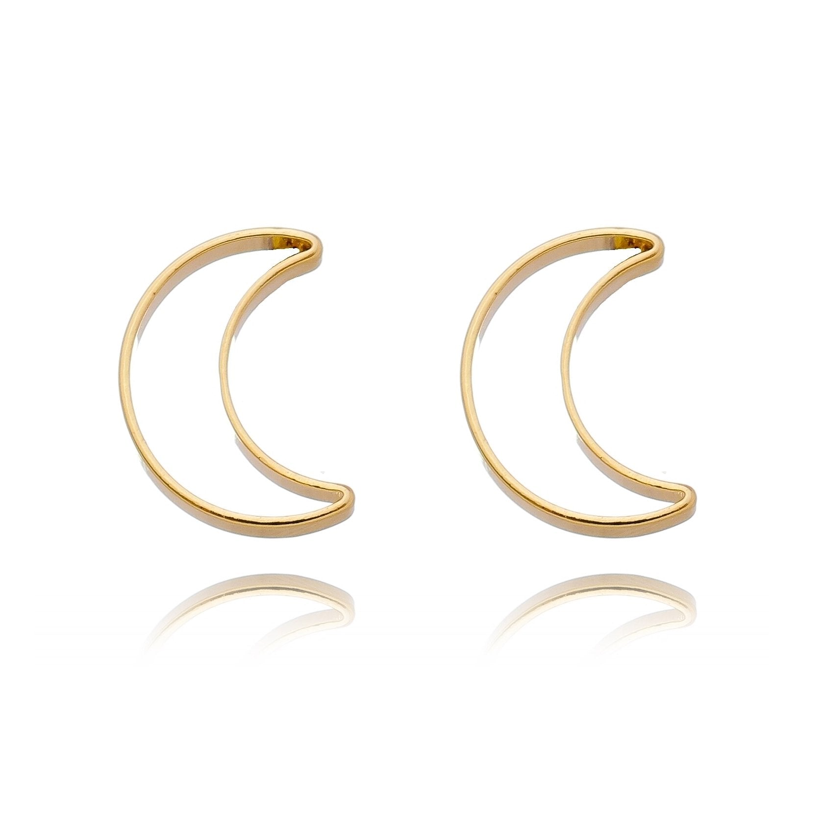 Brinco de meia lua vazada banhado a ouro 18k - Biju & Cia.