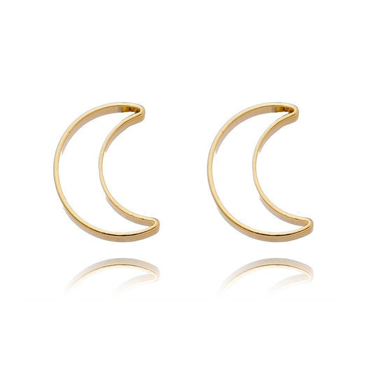 Brinco de meia lua vazada banhado a ouro 18k - Biju & Cia.