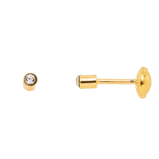 Brinco pedra baby banhada a ouro 18k