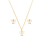 Conjunto anjo com pedra banhado a ouro 18k