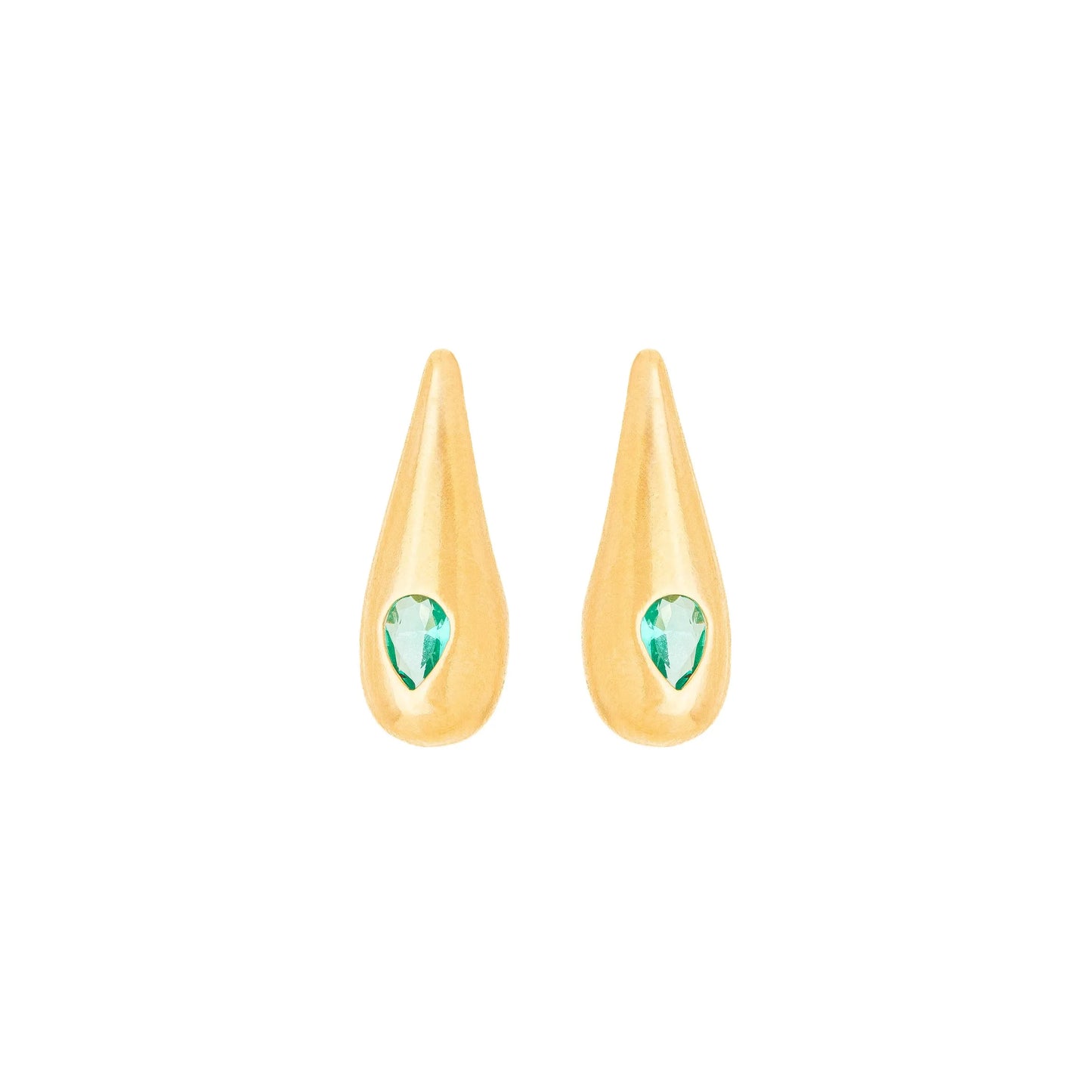 Brinco de gota com pedra banhado a ouro 18k - Biju & Cia.