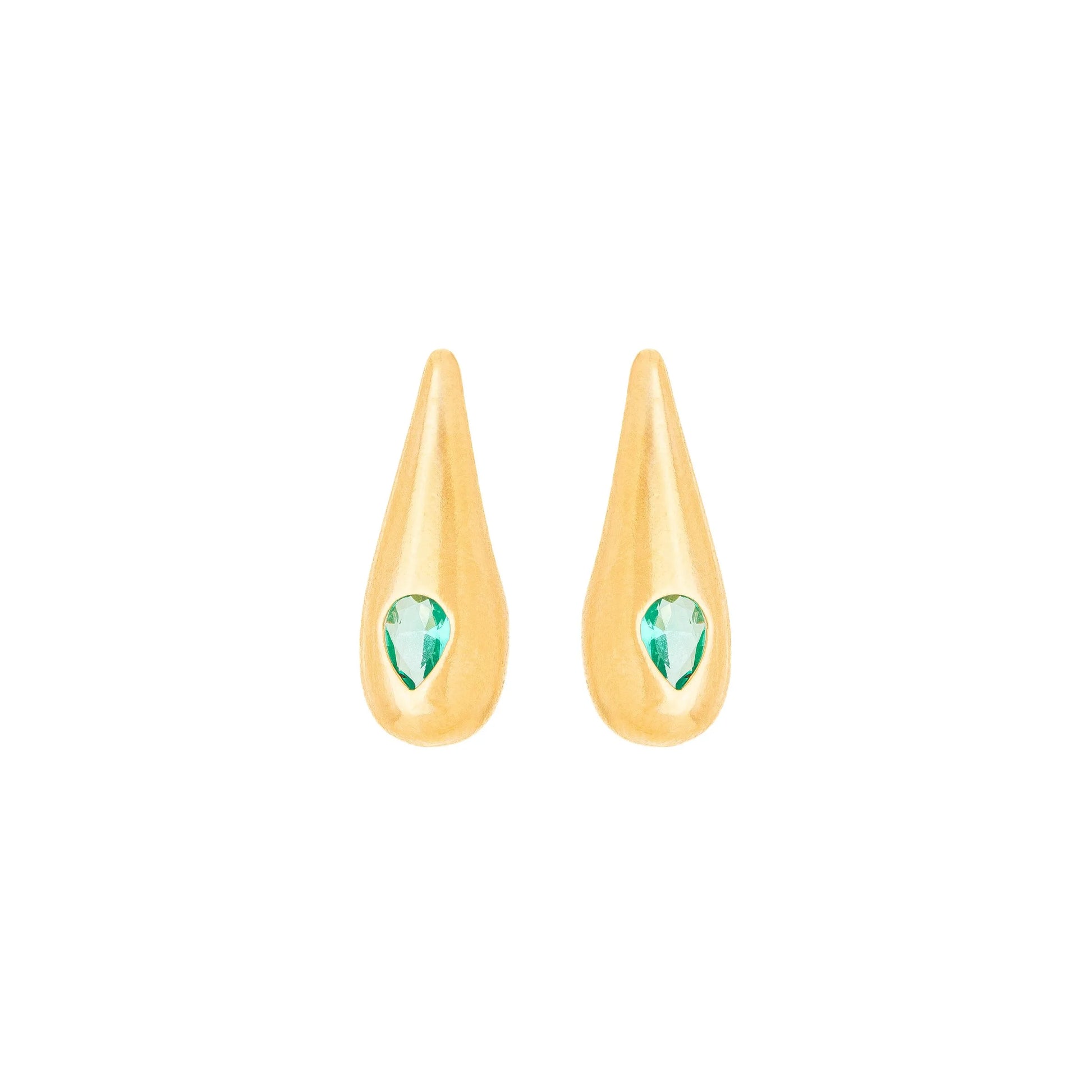 Brinco de gota com pedra banhado a ouro 18k - Biju & Cia.