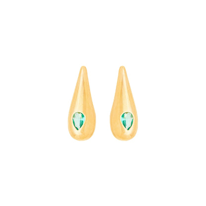 Brinco de gota com pedra banhado a ouro 18k - Biju & Cia.