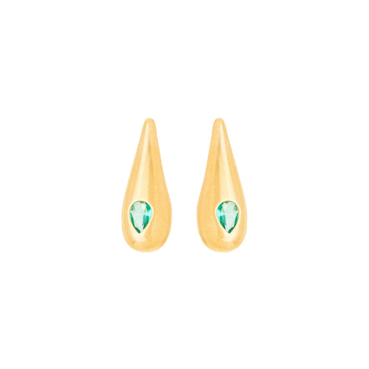Brinco de gota com pedra banhado a ouro 18k - Biju & Cia.