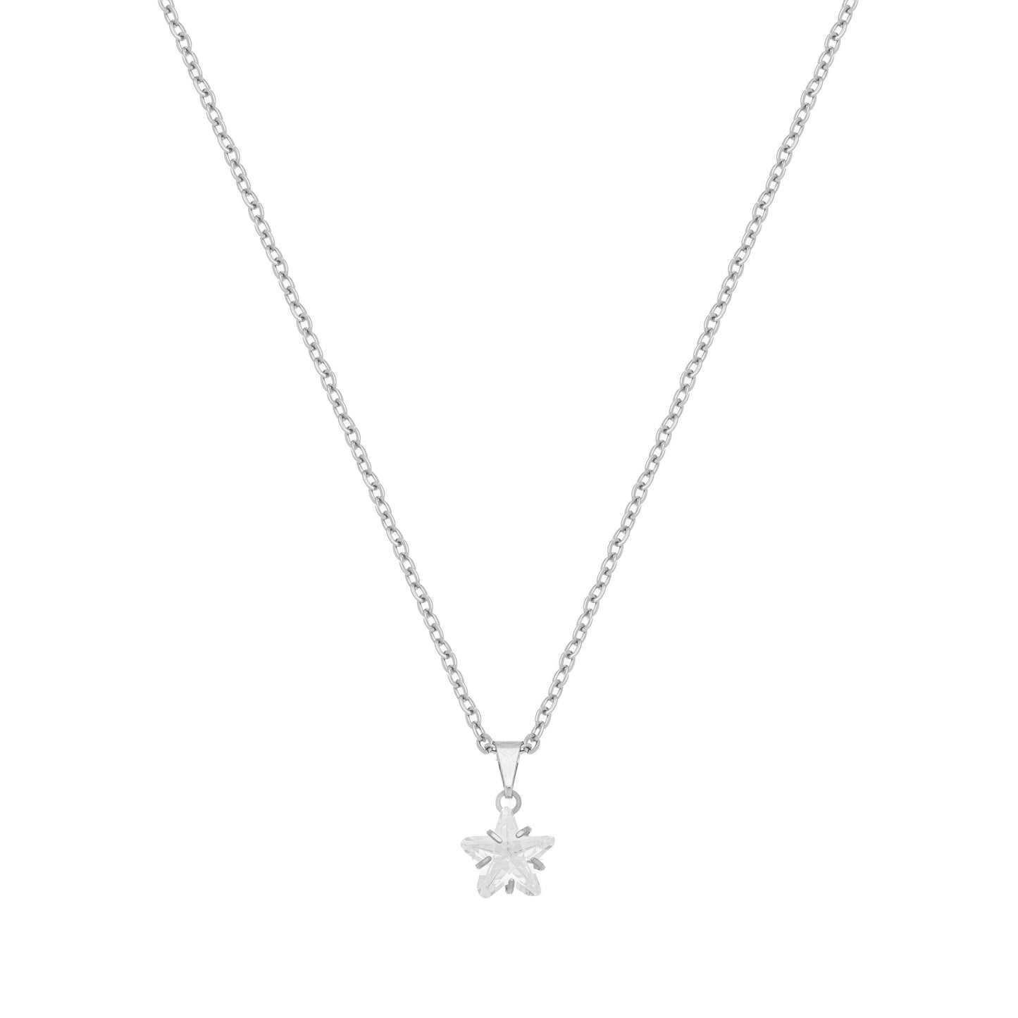 Gargantilha com pingente de estrela de zircônia em aço inox - Biju & Cia.