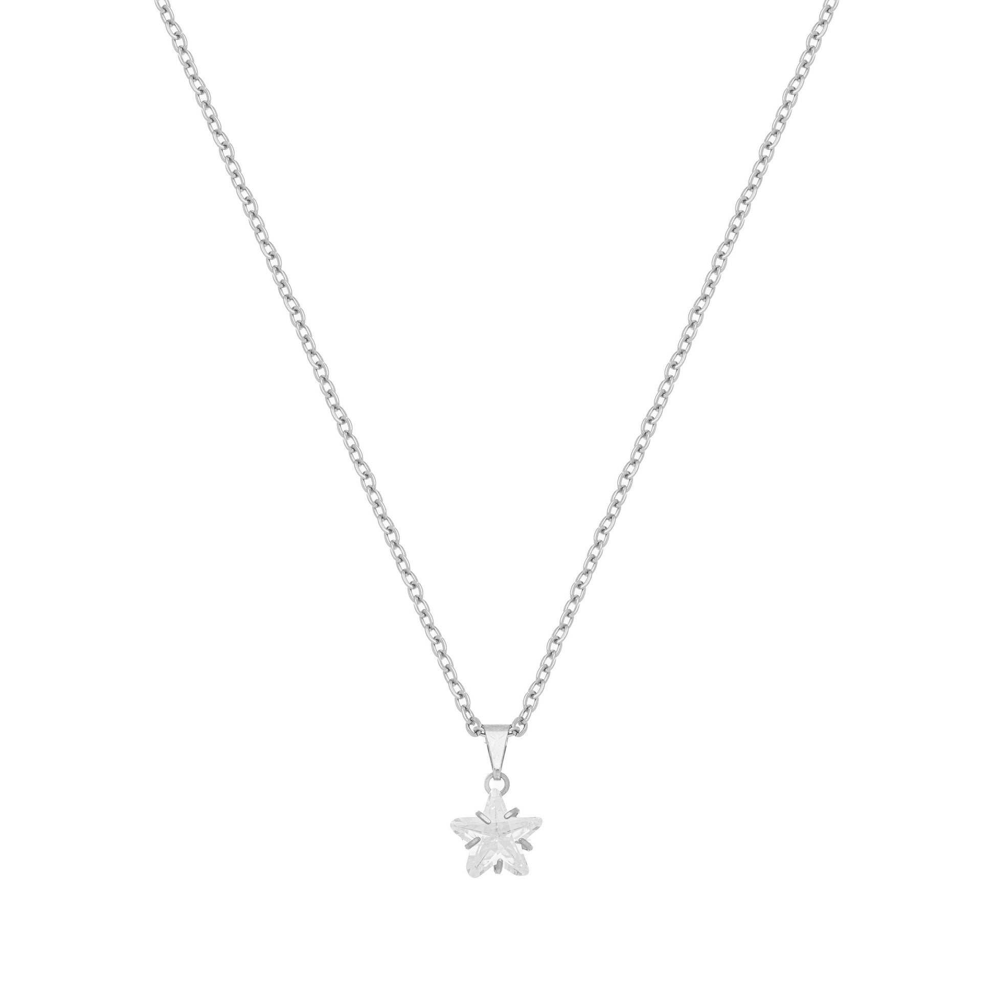 Gargantilha com pingente de estrela de zircônia em aço inox - Biju & Cia.