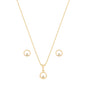Conjunto cÍrculo com pedra banhado a ouro 18k