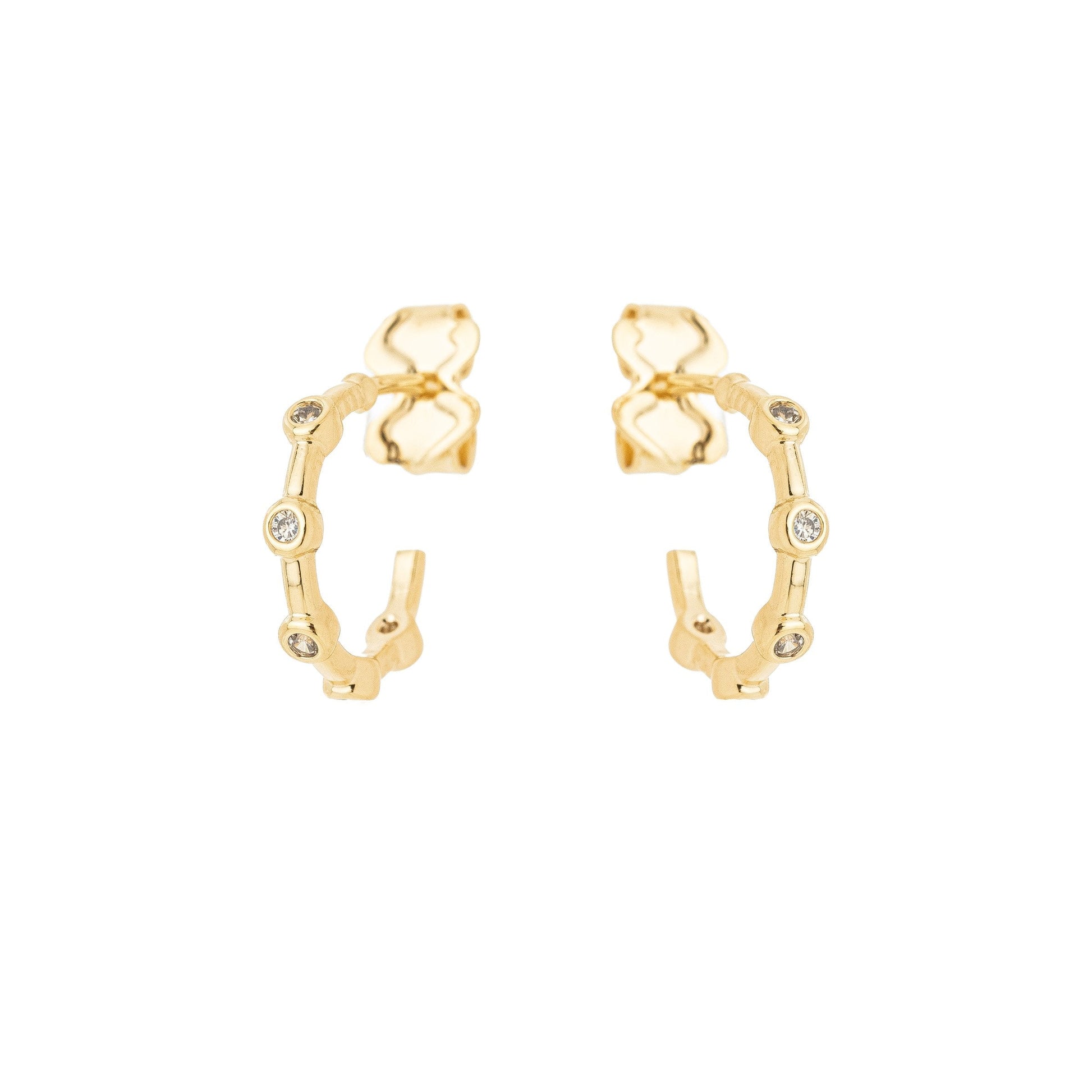 Argola pequena com zircônias banhada a ouro 18k - Biju & Cia.