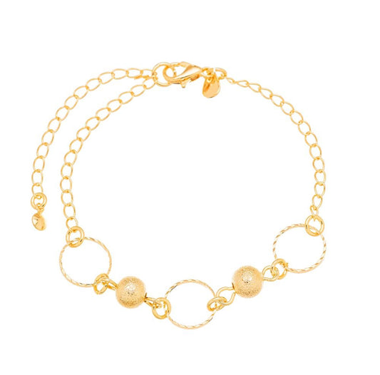 Pulseira círculos e bola banhada a ouro 18k