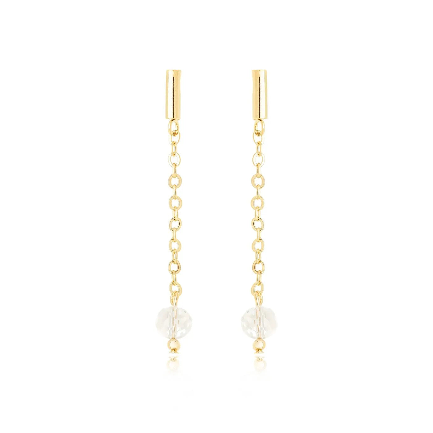 Brinco de corrente com pedra banhado a ouro 18k - Biju & Cia.