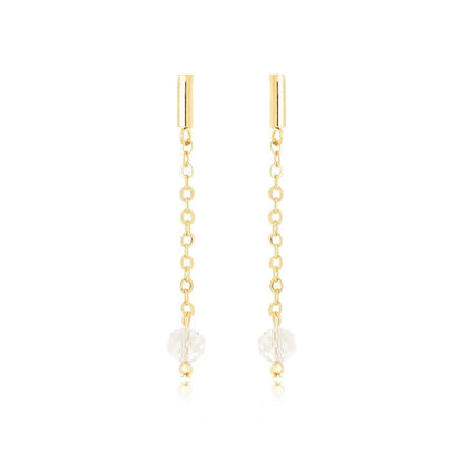 Brinco de corrente com pedra banhado a ouro 18k - Biju & Cia.