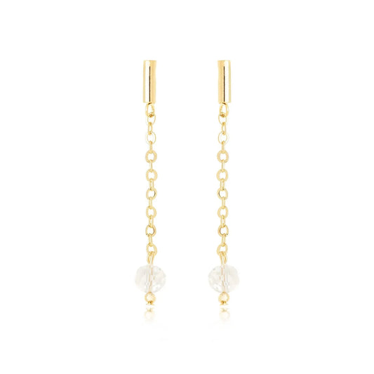 Brinco de corrente com pedra banhado a ouro 18k - Biju & Cia.