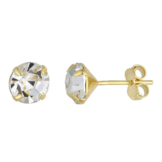 Brinco com pedra de 8mm banhado a ouro 18k - Biju & Cia.