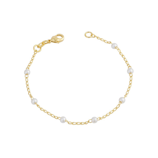 Pulseira infantil de pérola de 3mm banhada a ouro 18k - Biju & Cia.