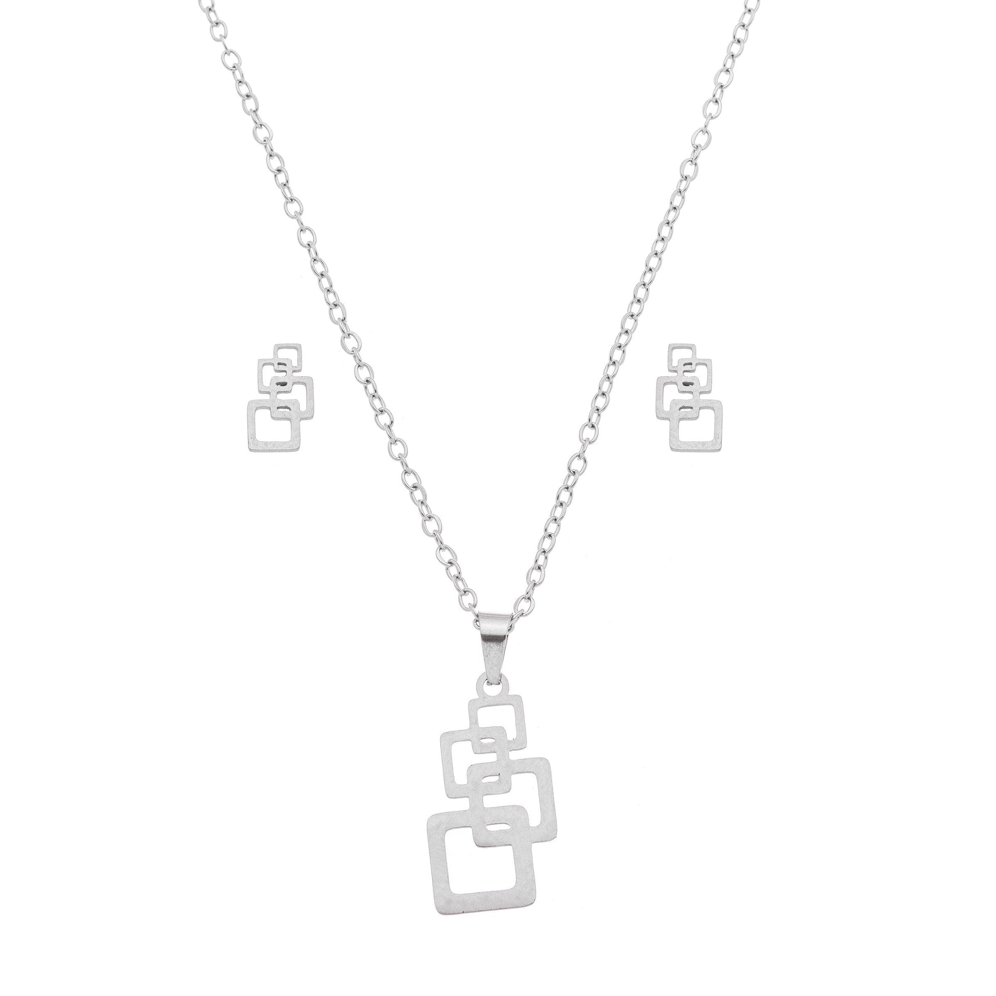 Conjunto quadrado em aço inox - Biju & Cia.