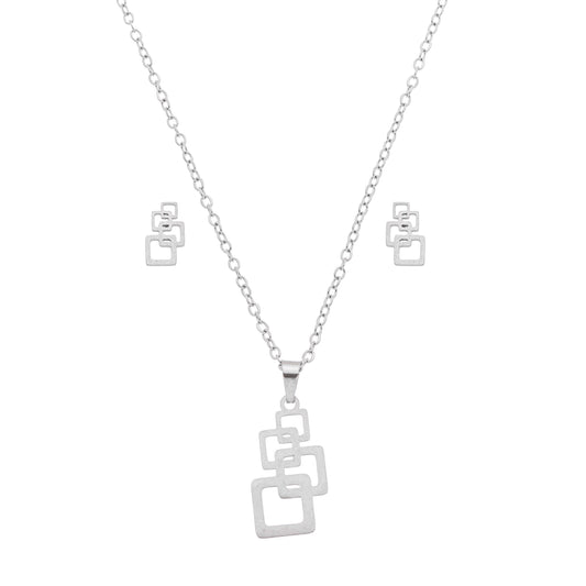 Conjunto quadrado em aço inox - Biju & Cia.