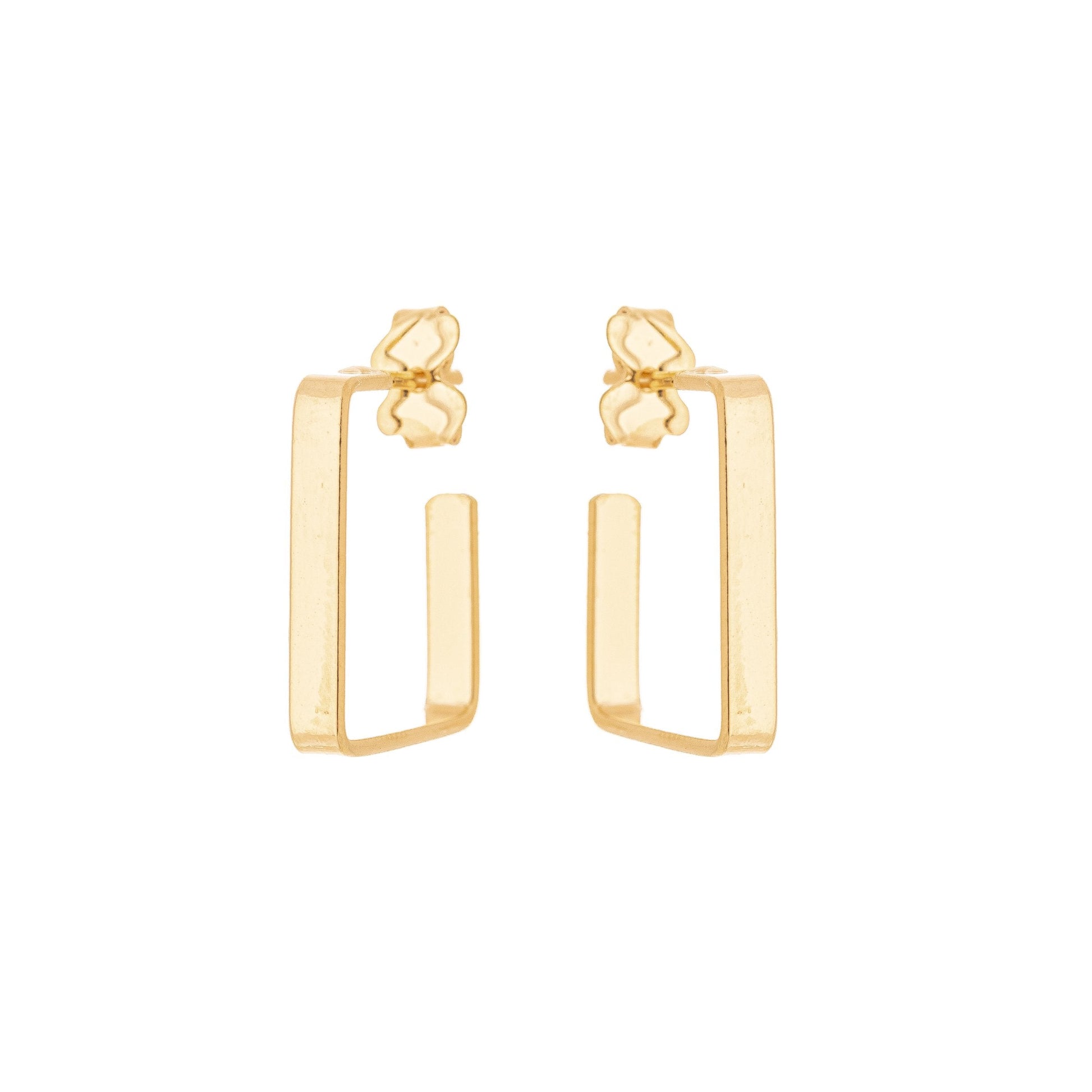 Brinco de argola retangular banhado a ouro 18k - Biju & Cia.