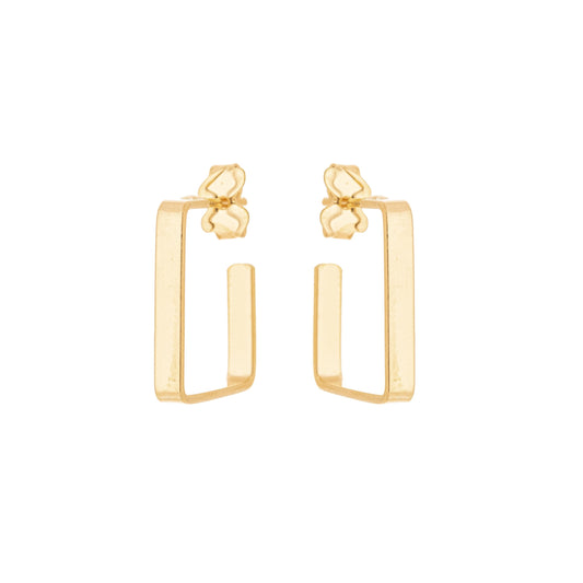 Brinco de argola retangular banhado a ouro 18k - Biju & Cia.