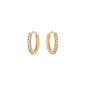 Brinco de argola articulada com zircônias cravejadas banhado a ouro 18k - Biju & Cia.