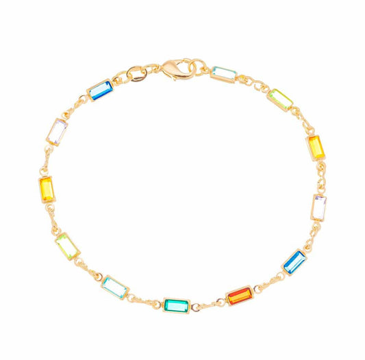 Pulseira de pedras coloridas banhada a ouro 18k - Biju & Cia.