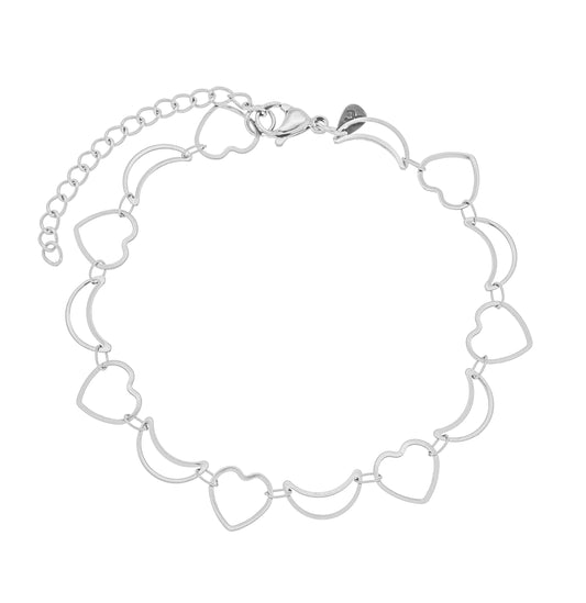 Pulseira de lua e coração em aço inox - Biju & Cia.