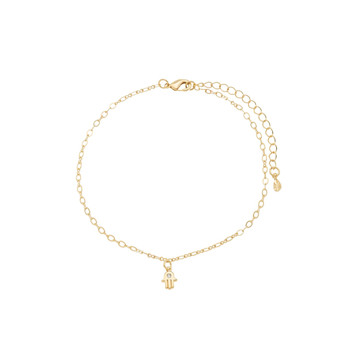 Tornozeleira com mão de fátima banhada a ouro 18k - Biju & Cia.