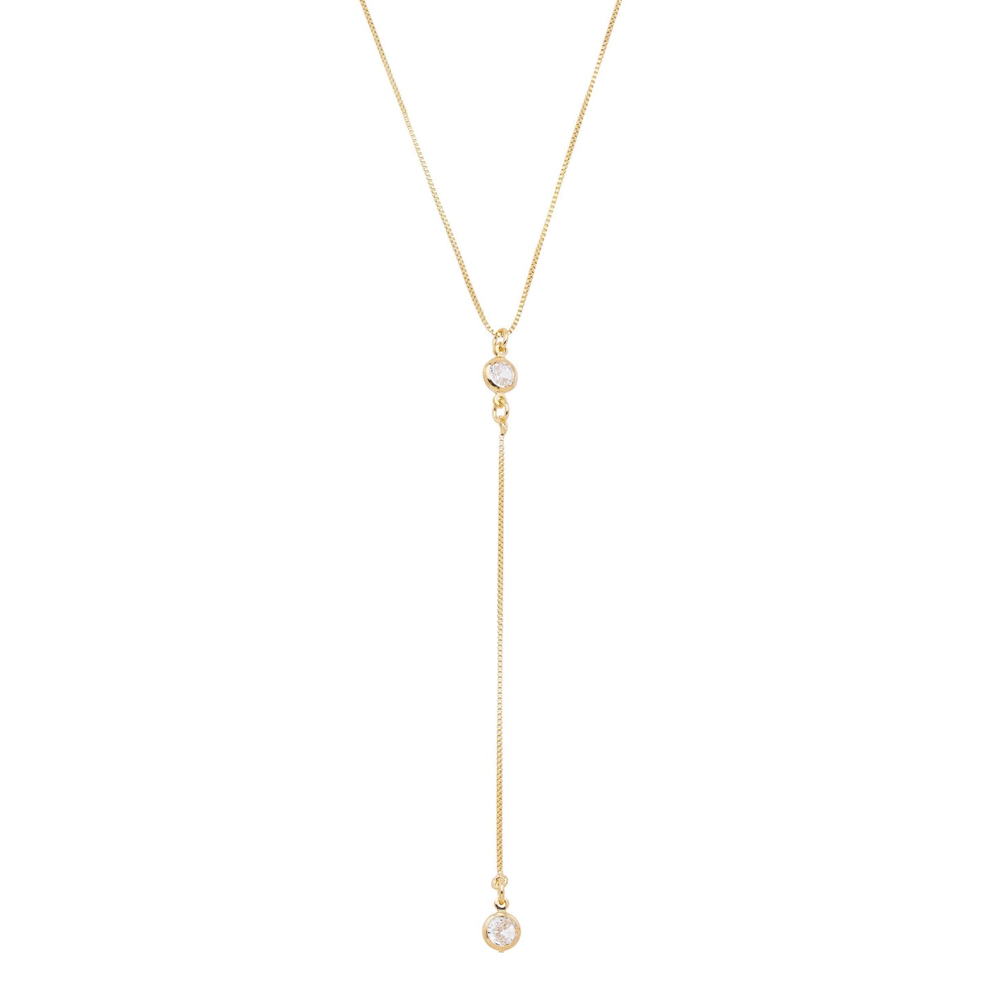 Colar gravata com zircônias banhado a ouro 18k - Biju & Cia.